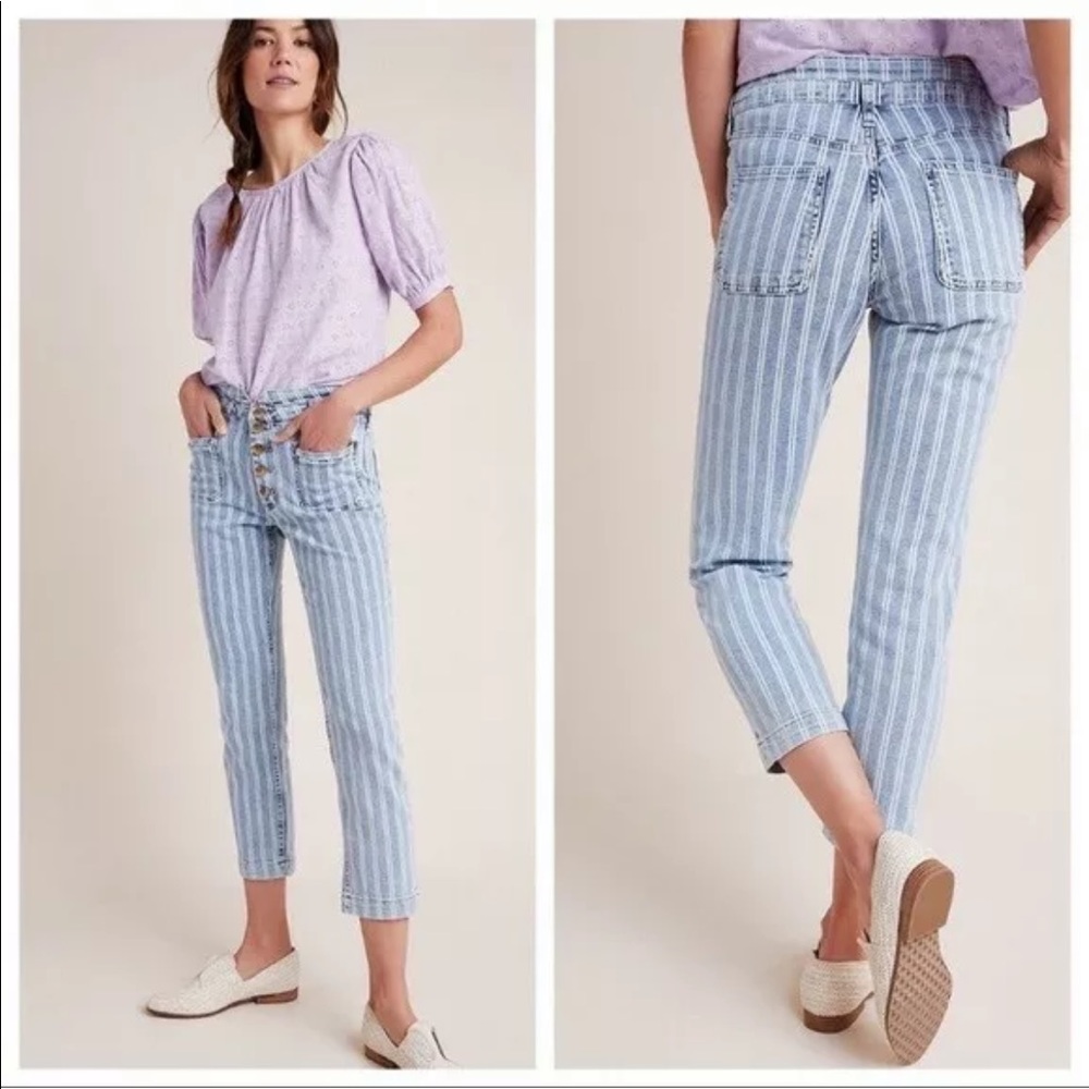 COPY - Pilcro High-Rise Striped Acid Wash Straight Ankle Jeans